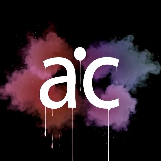 The AI Coalesce mark, dripping ink against rose and violet smoke